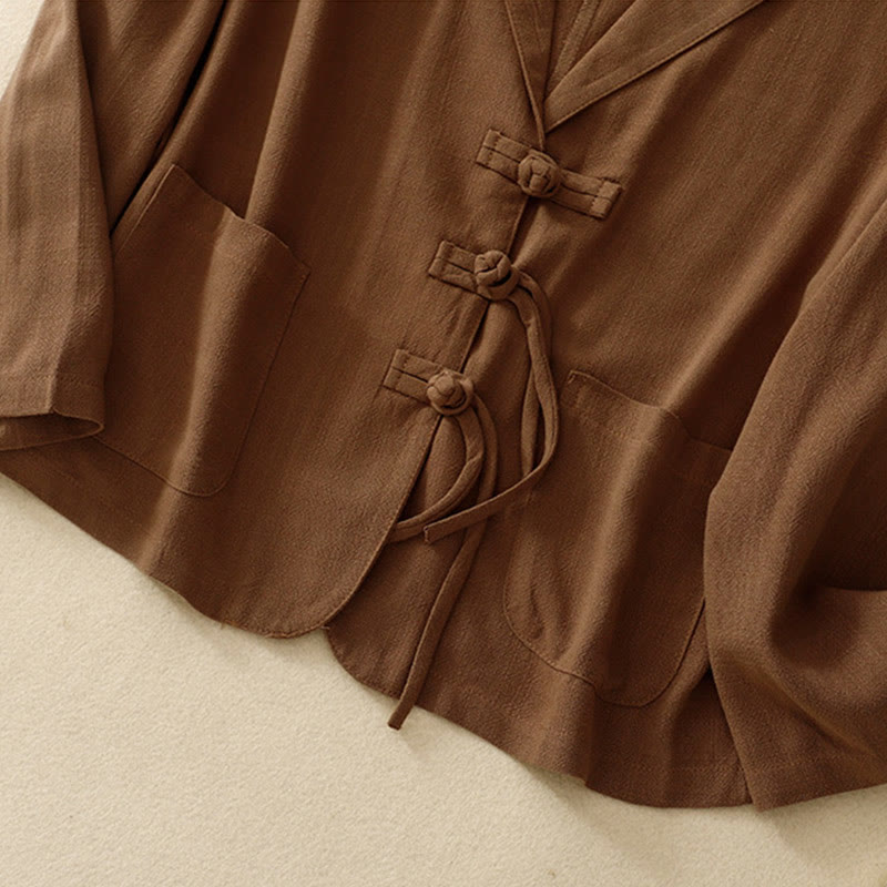 Buddha Stones Women's Cotton Linen Frog-Button Long Sleeve Jacket With Pockets - image 28