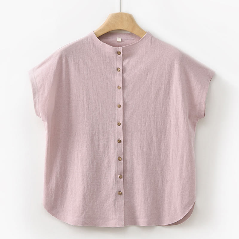 Buddha Stones 2Pcs Buttons Shirt Top Skirt With Pockets Meditation Cotton Clothing Women's Set