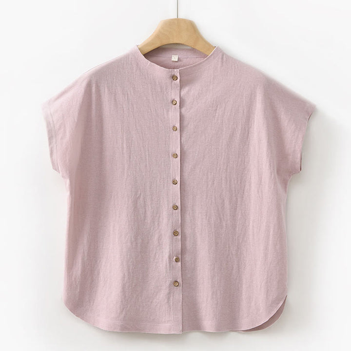 Buddha Stones 2Pcs Buttons Shirt Top Skirt With Pockets Meditation Cotton Clothing Women's Set