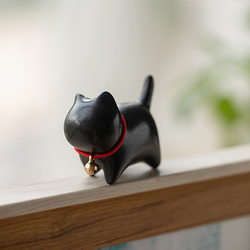 Buddha Stones Green Sandalwood Small Leaf Red Sandalwood Cute Cat Animals Soothing Peace Decoration - image 16