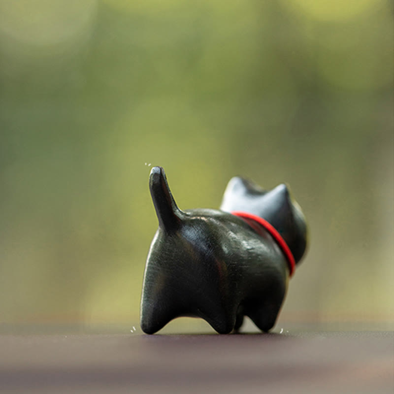 Buddha Stones Green Sandalwood Small Leaf Red Sandalwood Cute Cat Animals Soothing Peace Decoration - image 11