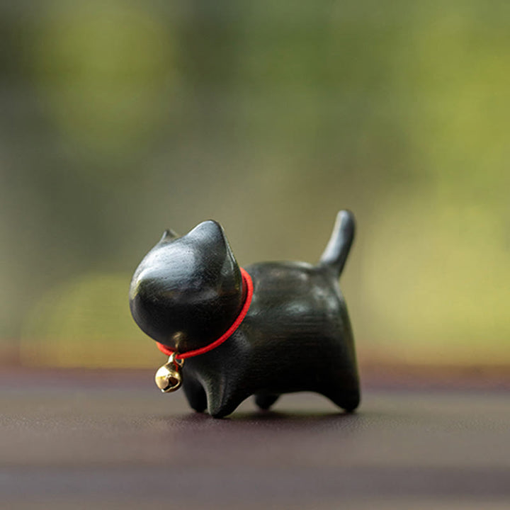 Buddha Stones Green Sandalwood Small Leaf Red Sandalwood Cute Cat Animals Soothing Peace Decoration - image 12