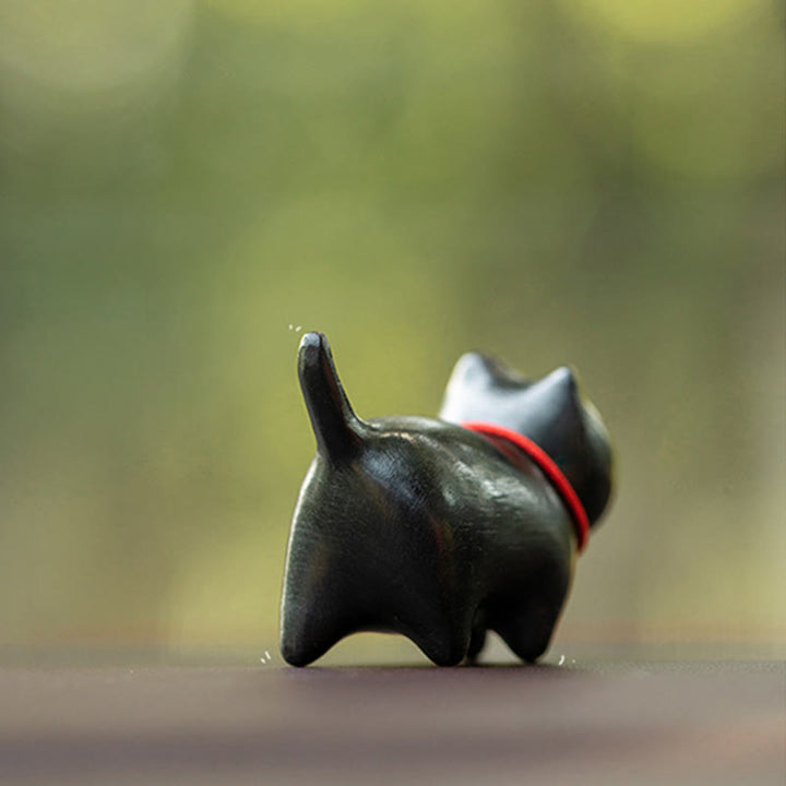 Buddha Stones Green Sandalwood Small Leaf Red Sandalwood Cute Cat Animals Soothing Peace Decoration - image 12