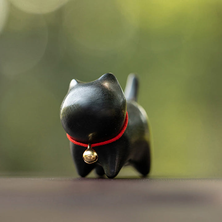 Buddha Stones Green Sandalwood Small Leaf Red Sandalwood Cute Cat Animals Soothing Peace Decoration - image 14