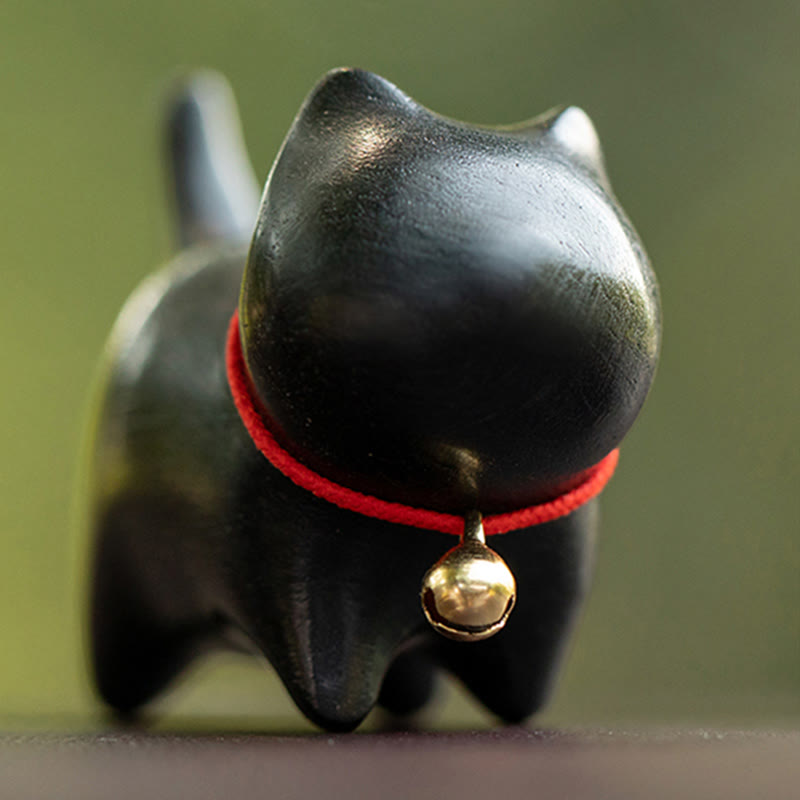 Buddha Stones Green Sandalwood Small Leaf Red Sandalwood Cute Cat Animals Soothing Peace Decoration - image 17