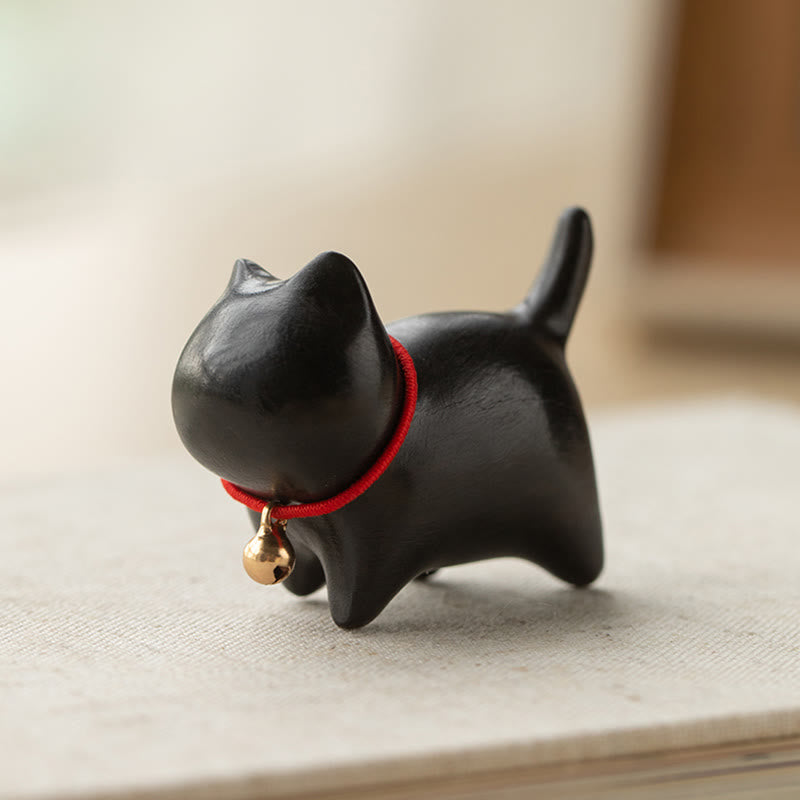 Buddha Stones Green Sandalwood Small Leaf Red Sandalwood Cute Cat Animals Soothing Peace Decoration - image 15