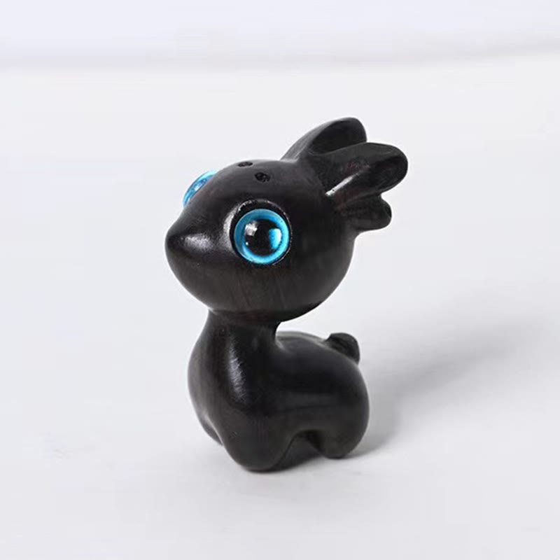 Buddha Stones Green Sandalwood Small Leaf Red Sandalwood Cute Cat Animals Soothing Peace Decoration - Ebony Wood Deer - image 33