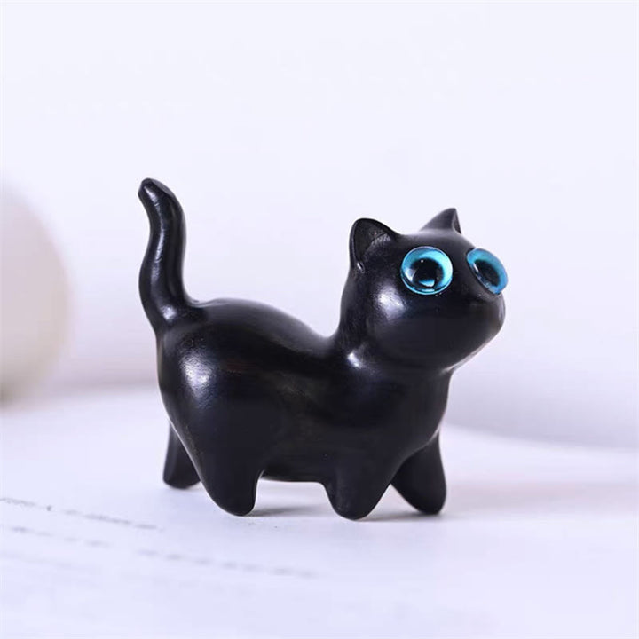 Buddha Stones Green Sandalwood Small Leaf Red Sandalwood Cute Cat Animals Soothing Peace Decoration - Ebony Wood Standing Cat - image 32