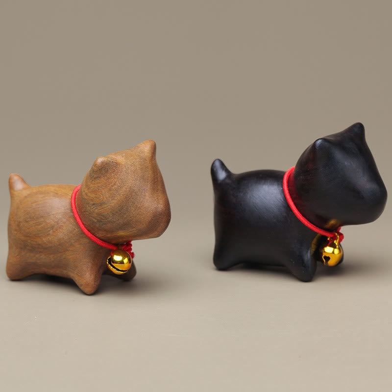Buddha Stones Green Sandalwood Small Leaf Red Sandalwood Cute Cat Animals Soothing Peace Decoration - image 31
