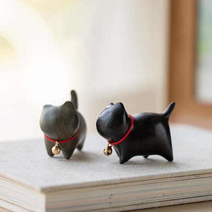 Buddha Stones Green Sandalwood Small Leaf Red Sandalwood Cute Cat Animals Soothing Peace Decoration - image 18