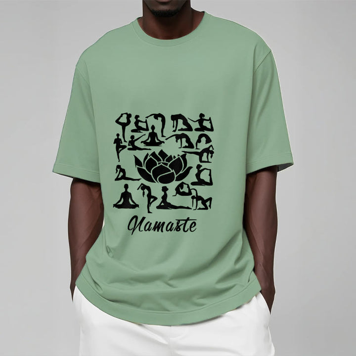Buddha Stones Casual Lotus Flower Various Yoga Poses Pattern Tee T-shirt - image 16