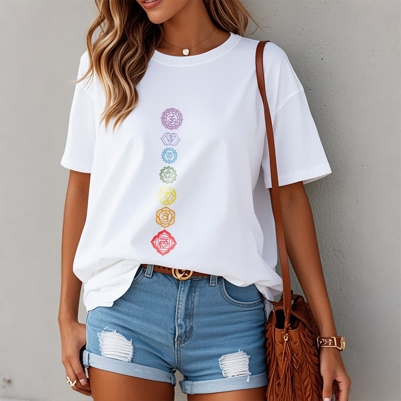 Buddha Stones Casual Colorful Circles Om Mani Padme Hum Pattern Tee T-Shirt - image 3