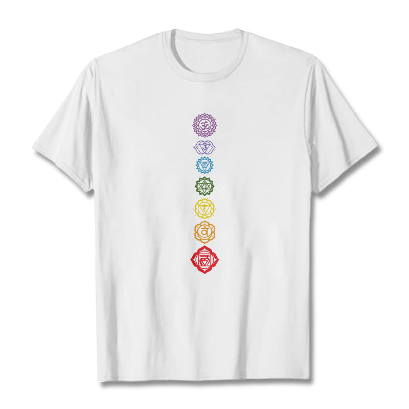 Buddha Stones Casual Colorful Circles Om Mani Padme Hum Pattern Tee T-Shirt - White - 2XL - image 1