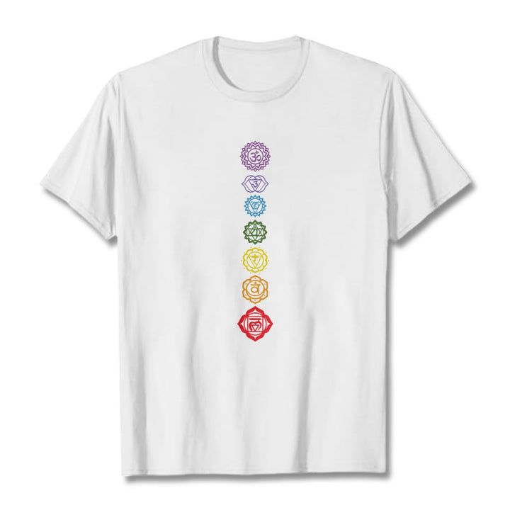 Buddha Stones Casual Colorful Circles Om Mani Padme Hum Pattern Tee T-Shirt - White - 2XL - image 1