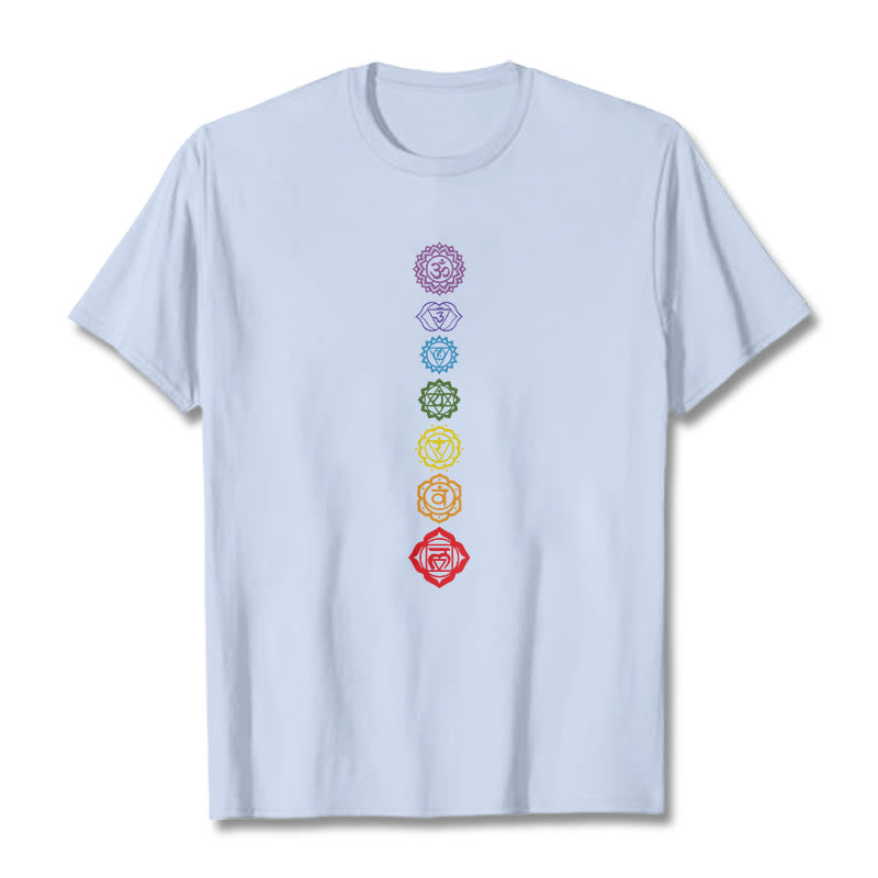 Buddha Stones Casual Colorful Circles Om Mani Padme Hum Pattern Tee T-Shirt - LightCyan - 2XL - image 19
