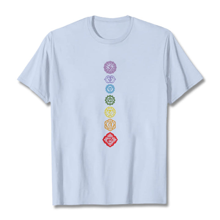 Buddha Stones Casual Colorful Circles Om Mani Padme Hum Pattern Tee T-Shirt - LightCyan - 2XL - image 19