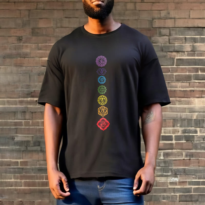 Buddha Stones Casual Colorful Circles Om Mani Padme Hum Pattern Tee T-Shirt - image 7