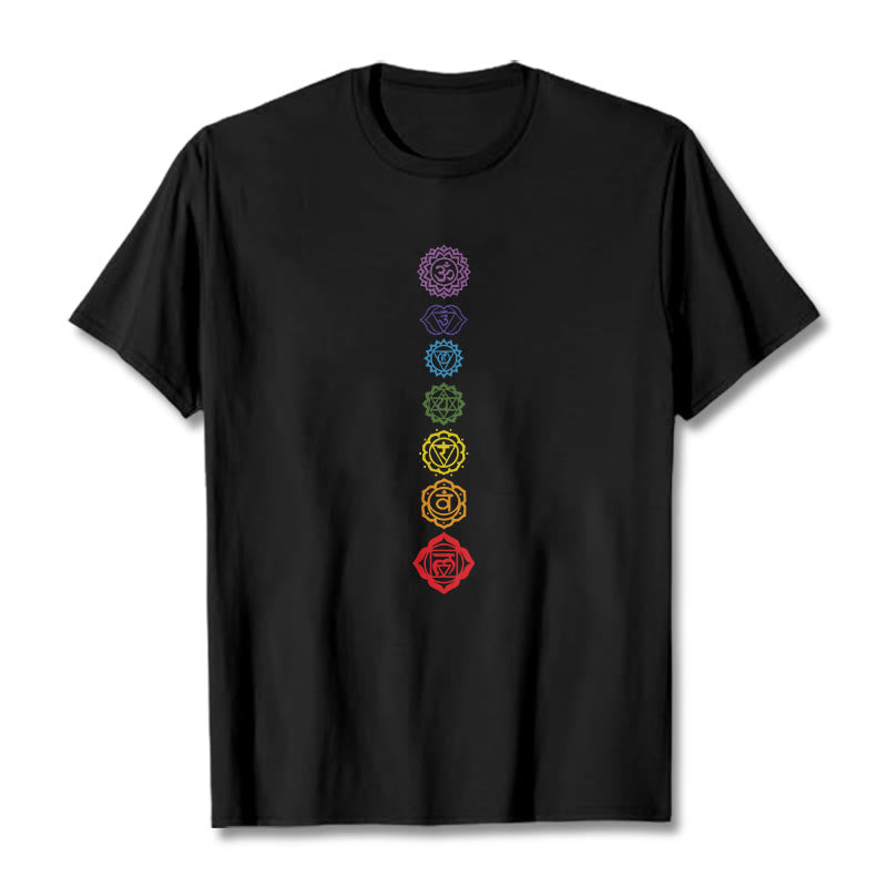Buddha Stones Casual Colorful Circles Om Mani Padme Hum Pattern Tee T-Shirt - Black - 2XL - image 5