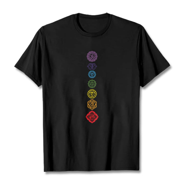 Buddha Stones Casual Colorful Circles Om Mani Padme Hum Pattern Tee T-Shirt - Black - 2XL - image 5