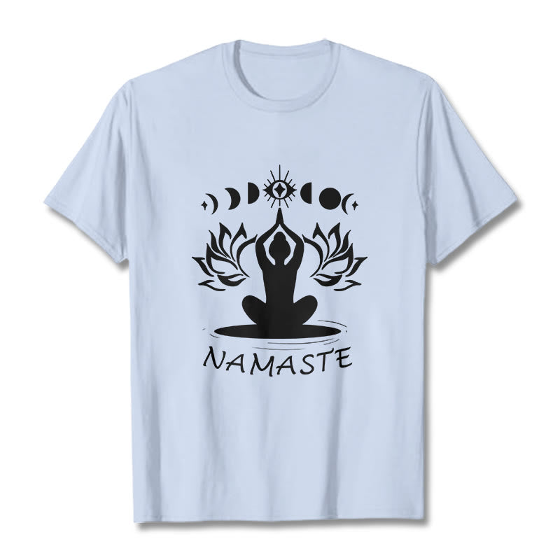 Buddha Stones Casual Meditative Figure Lotus Moon Eye Pattern Tee T-shirt - LightCyan - 2XL - image 1