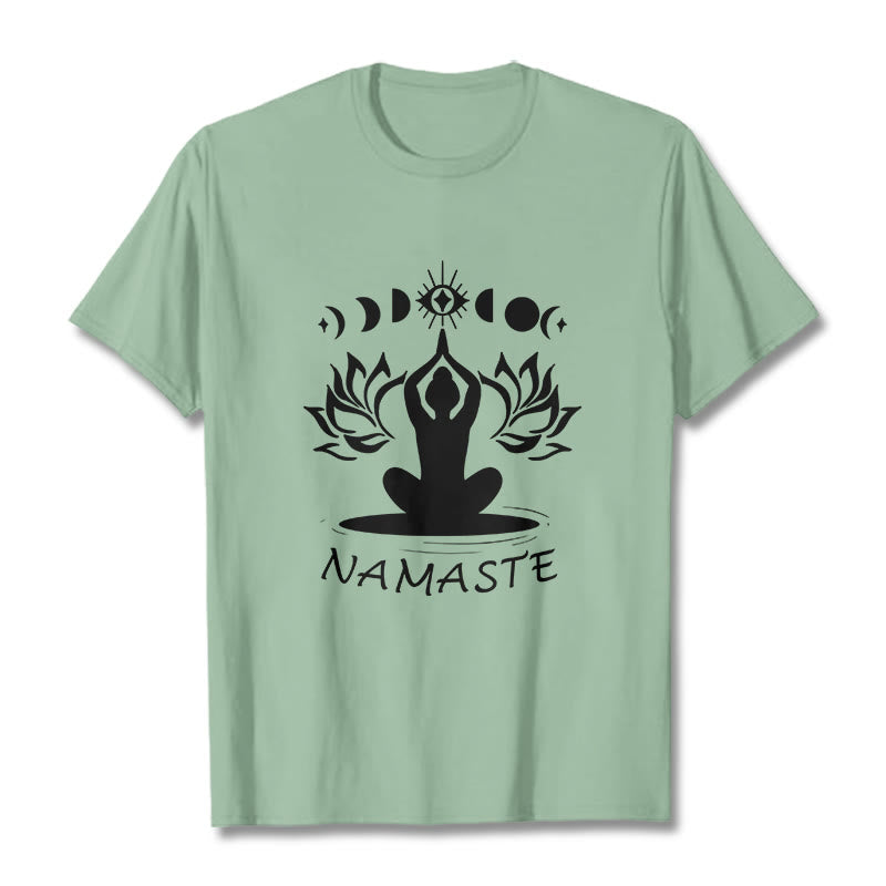 Buddha Stones Casual Meditative Figure Lotus Moon Eye Pattern Tee T-shirt - PaleGreen - 2XL - image 16