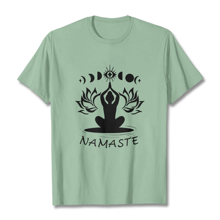 Buddha Stones Casual Meditative Figure Lotus Moon Eye Pattern Tee T-shirt - PaleGreen - 2XL - image 16