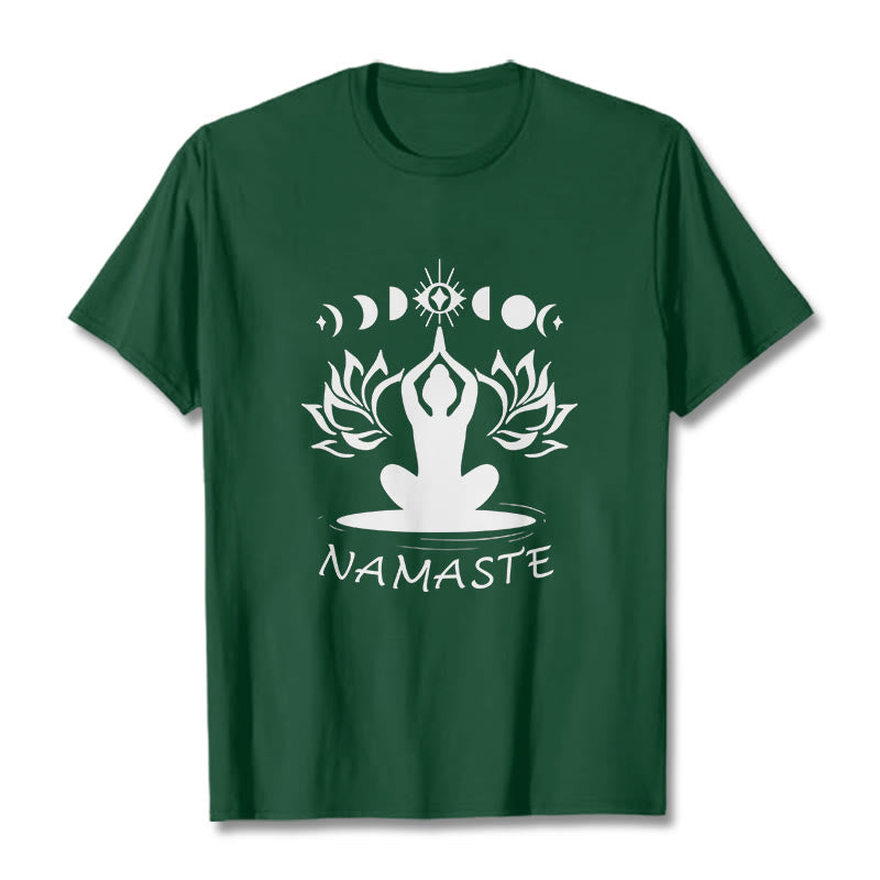 Buddha Stones Casual Meditative Figure Lotus Moon Eye Pattern Tee T-shirt - ForestGreen - 2XL - image 12