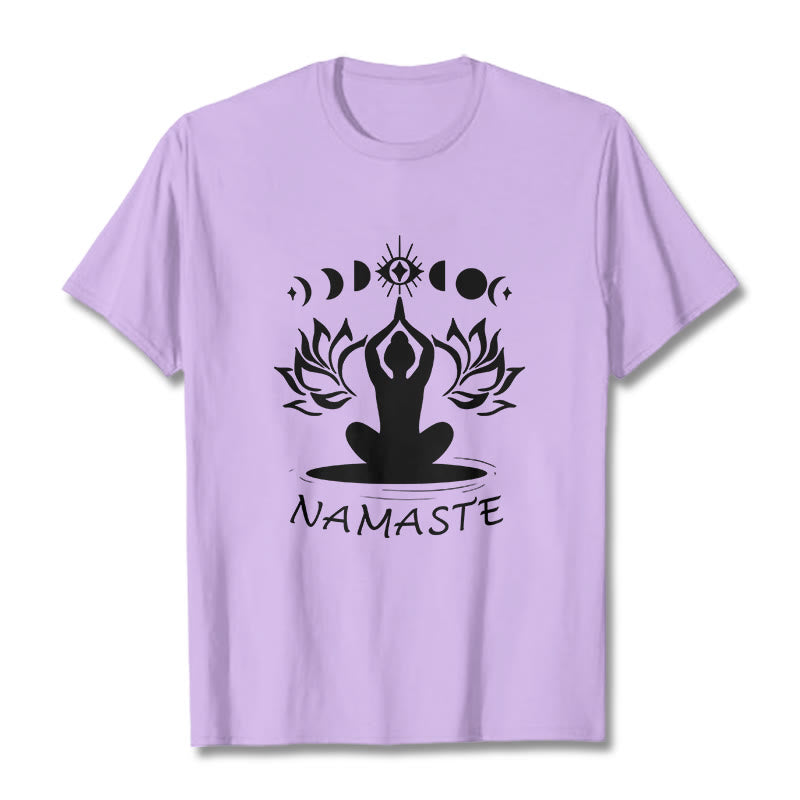 Buddha Stones Casual Meditative Figure Lotus Moon Eye Pattern Tee T-shirt - Plum - 2XL - image 18