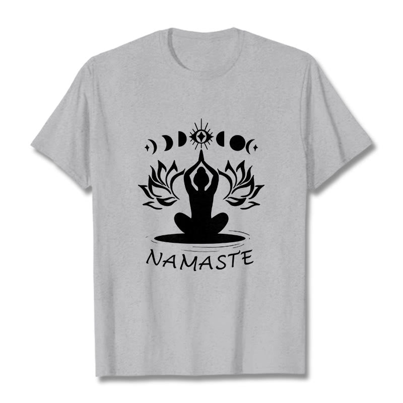 Buddha Stones Casual Meditative Figure Lotus Moon Eye Pattern Tee T-shirt - LightGrey - 2XL - image 20