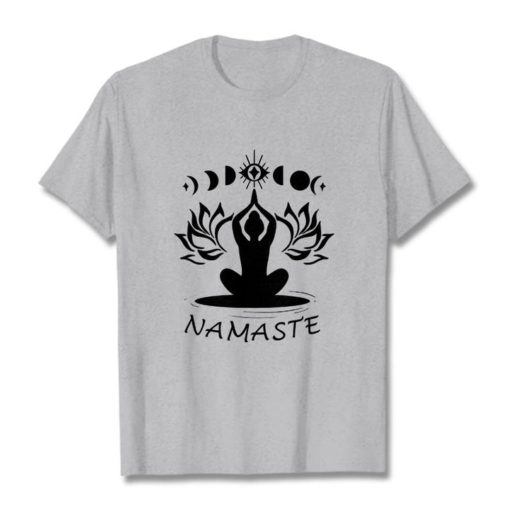 Buddha Stones Casual Meditative Figure Lotus Moon Eye Pattern Tee T-shirt - LightGrey - 2XL - image 20