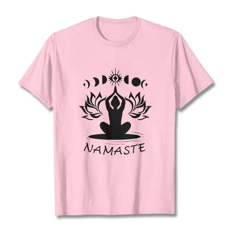 Buddha Stones Casual Meditative Figure Lotus Moon Eye Pattern Tee T-shirt - LightPink - 2XL - image 14