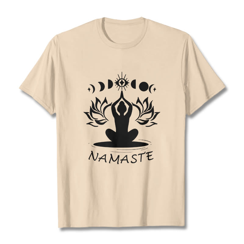 Buddha Stones Casual Meditative Figure Lotus Moon Eye Pattern Tee T-shirt - Bisque - 2XL - image 10