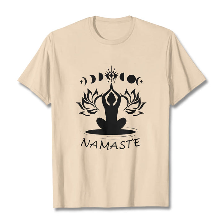 Buddha Stones Casual Meditative Figure Lotus Moon Eye Pattern Tee T-shirt - Bisque - 2XL - image 10