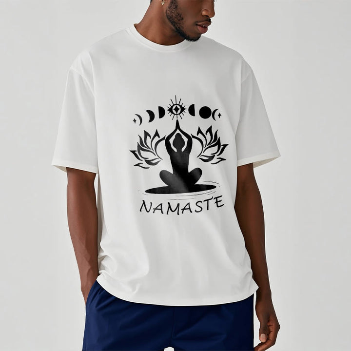 Buddha Stones Casual Meditative Figure Lotus Moon Eye Pattern Tee T-shirt - image 8