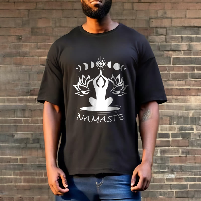 Buddha Stones Casual Meditative Figure Lotus Moon Eye Pattern Tee T-shirt - image 5