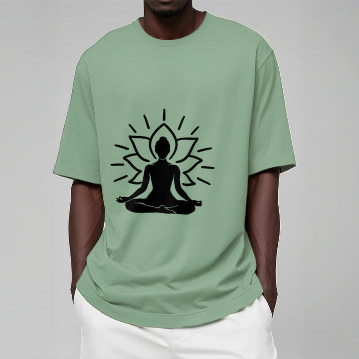 Buddha Stones Casual Meditative Figure Lotus Pattern Tee T-shirt - image 16