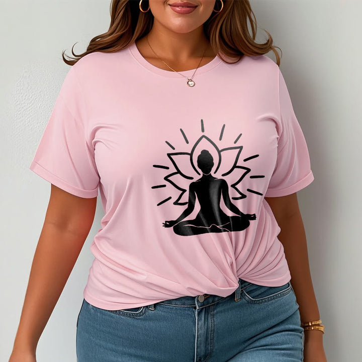 Buddha Stones Casual Meditative Figure Lotus Pattern Tee T-shirt - image 14