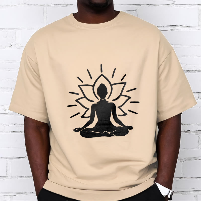 Buddha Stones Casual Meditative Figure Lotus Pattern Tee T-shirt - image 12