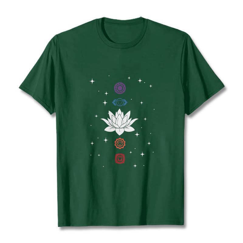 Buddha Stones Casual Lotus Flower Chakras Pattern Tee T-Shirt - ForestGreen - 2XL - image 11