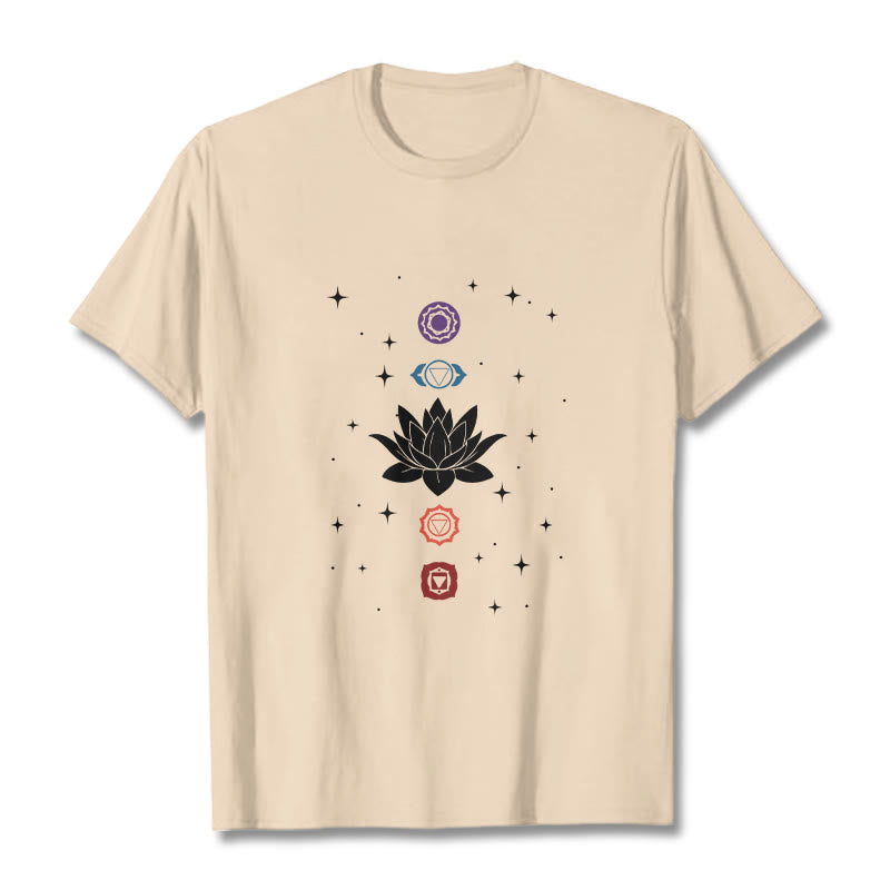 Buddha Stones Casual Lotus Flower Chakras Pattern Tee T-Shirt - Bisque - 2XL - image 9