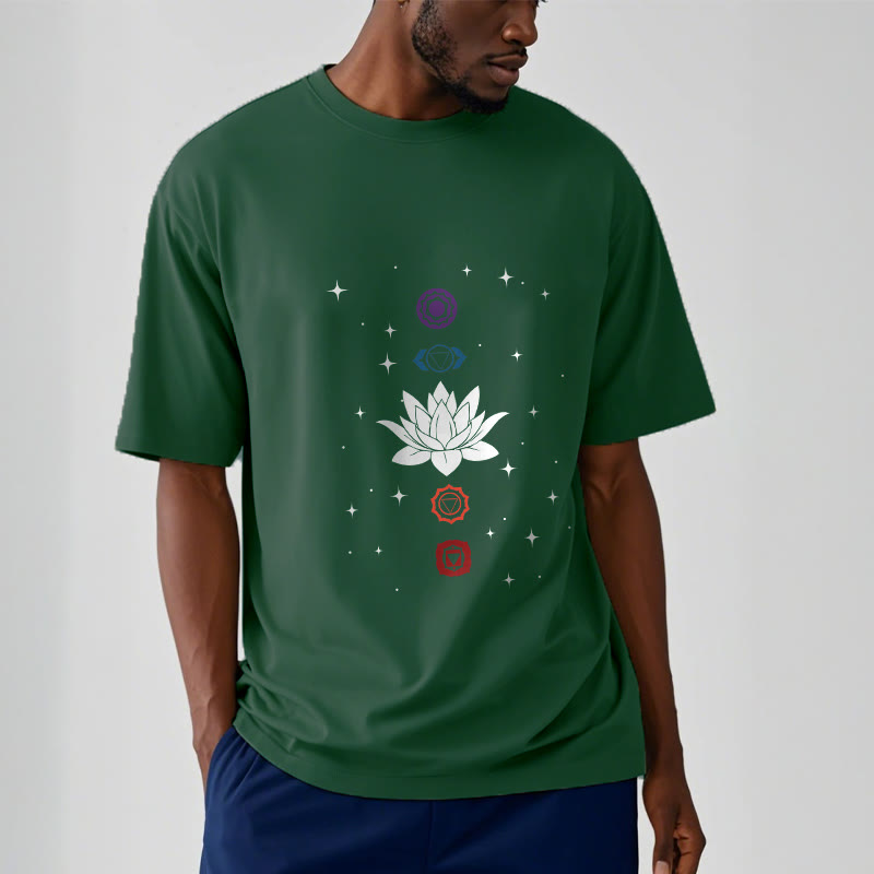 Buddha Stones Casual Lotus Flower Chakras Pattern Tee T-Shirt - image 12