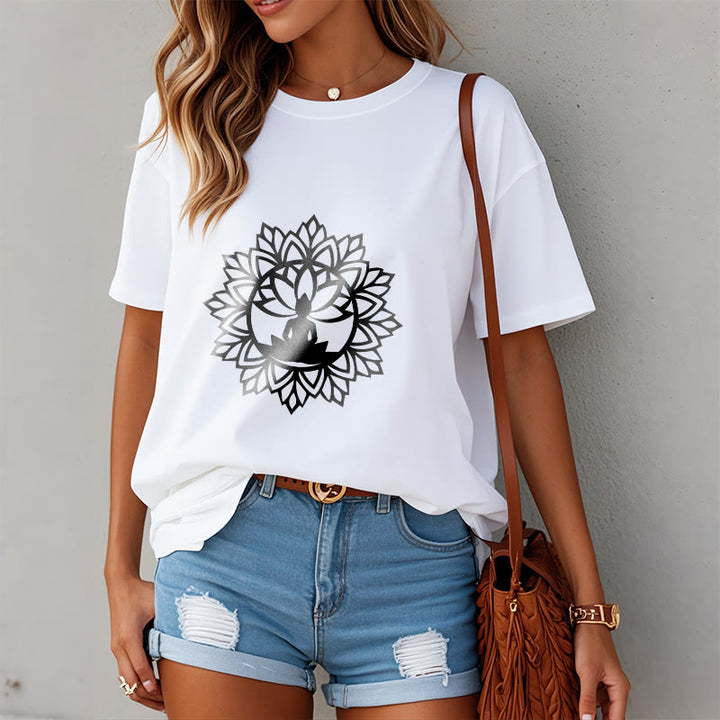 Buddha Stones Casual Mandala Seated Buddha Pattern Tee T-Shirt - image 10