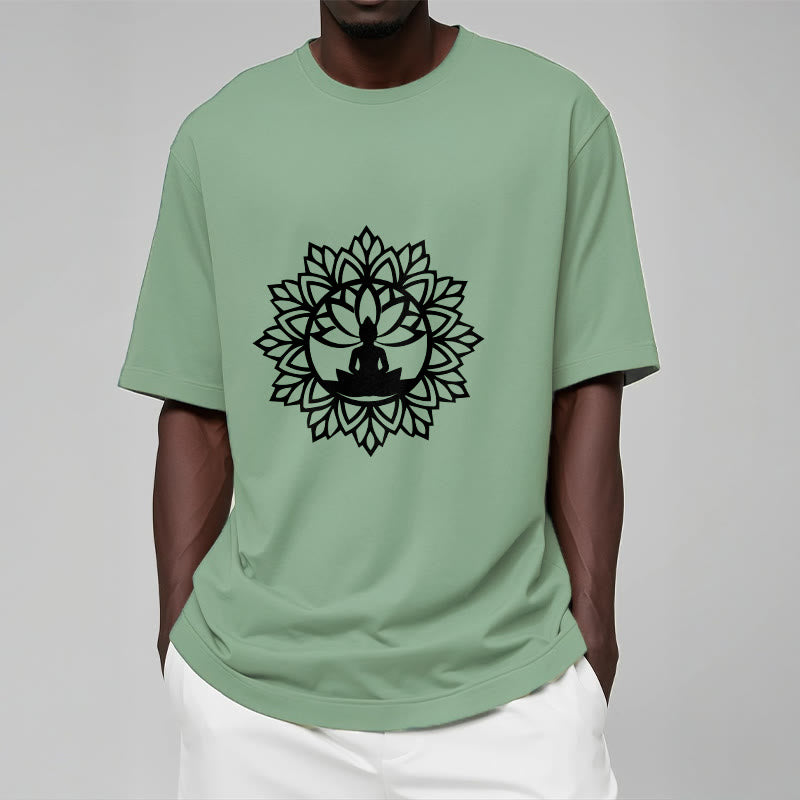 Buddha Stones Casual Mandala Seated Buddha Pattern Tee T-Shirt - image 2