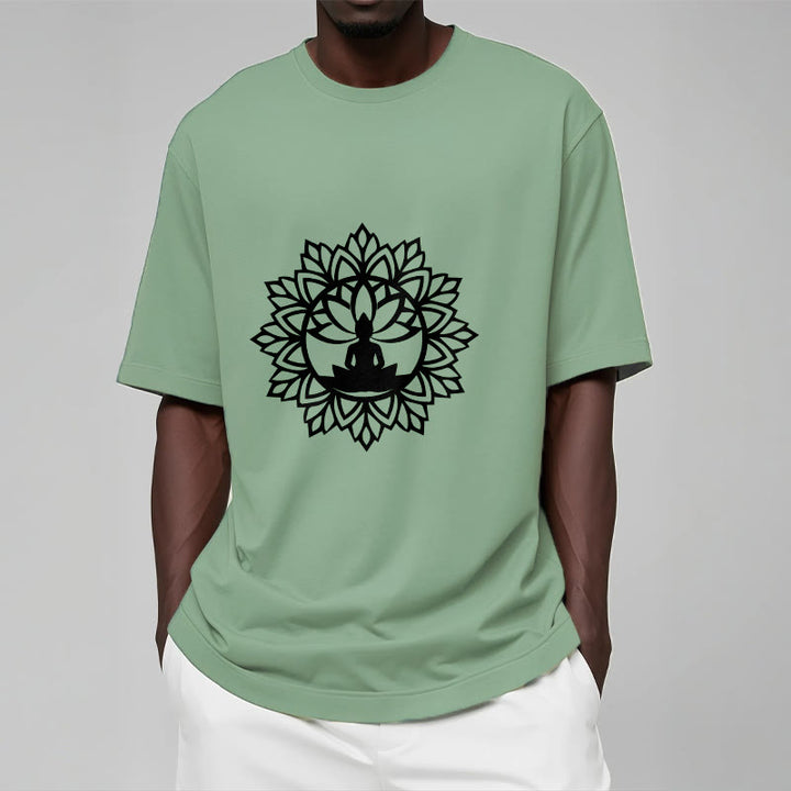 Buddha Stones Casual Mandala Seated Buddha Pattern Tee T-Shirt - image 2