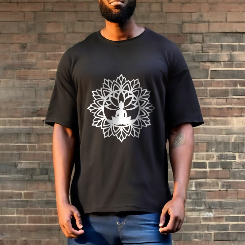 Buddha Stones Casual Mandala Seated Buddha Pattern Tee T-Shirt - image 6