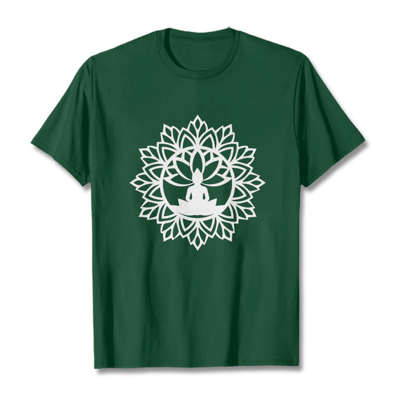 Buddha Stones Casual Mandala Seated Buddha Pattern Tee T-Shirt - ForestGreen - 2XL - image 13