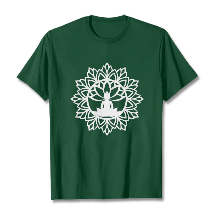 Buddha Stones Casual Mandala Seated Buddha Pattern Tee T-Shirt - ForestGreen - 2XL - image 13