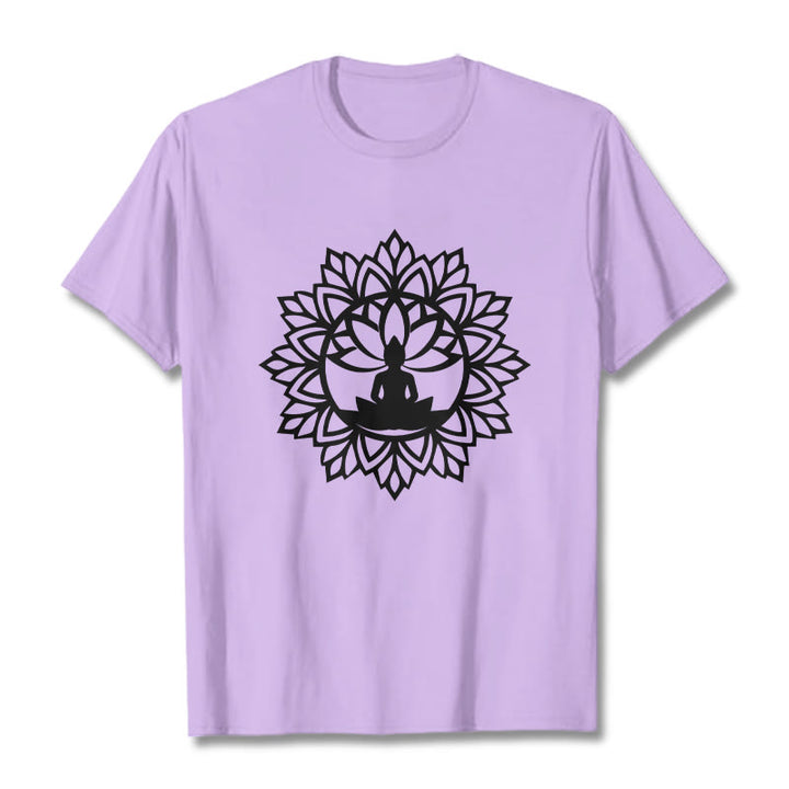 Buddha Stones Casual Mandala Seated Buddha Pattern Tee T-Shirt - Plum - 2XL - image 17