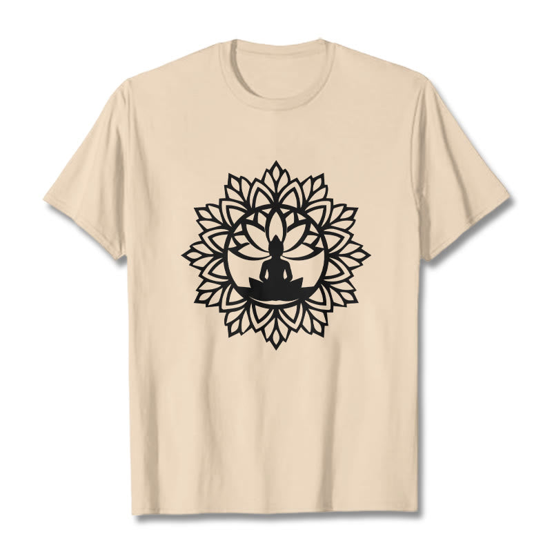 Buddha Stones Casual Mandala Seated Buddha Pattern Tee T-Shirt - Bisque - 2XL - image 11