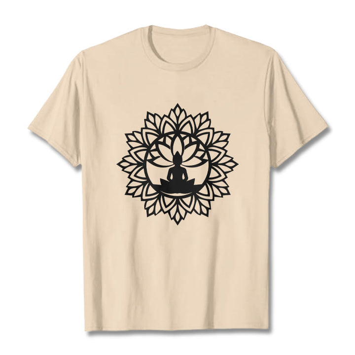 Buddha Stones Casual Mandala Seated Buddha Pattern Tee T-Shirt - Bisque - 2XL - image 11